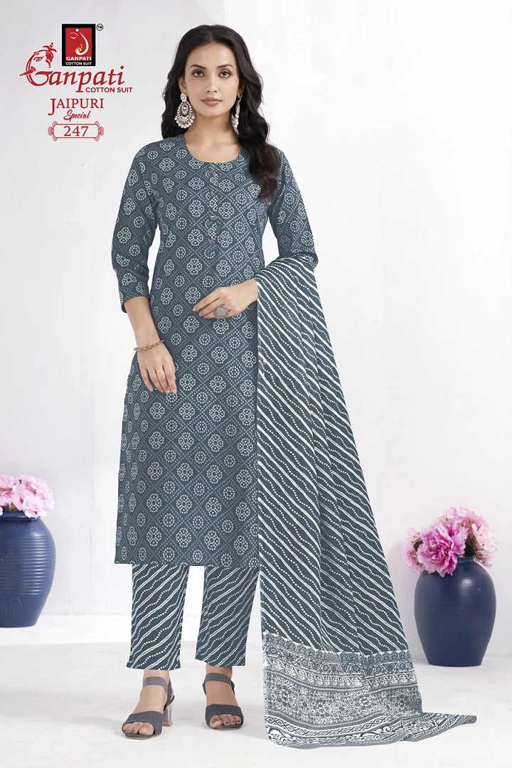 Ganpati Jaipuri Special Vol 10 Pure Cotton Wholesale Readymade Salwar Suit Catalog — Wholesale Salwar Suits, Ganpati wholesale from Surat — view 5